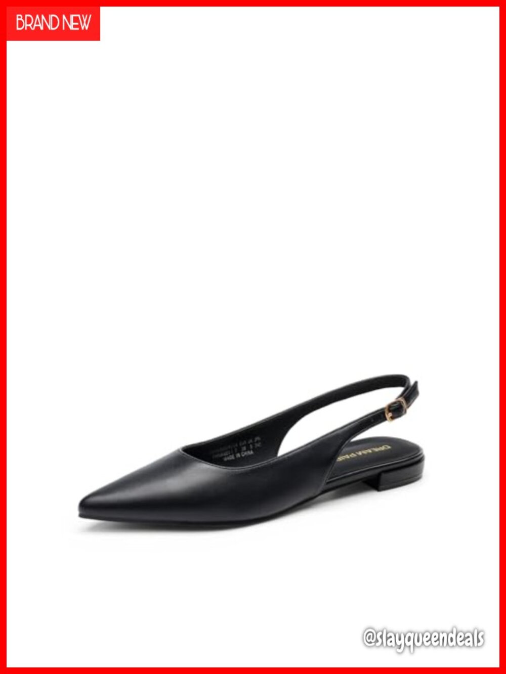 Women's Slingback Pointed Toe Ballet Flats Faux Leather Dress Shoes